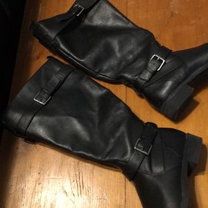 Black wide calf boots
